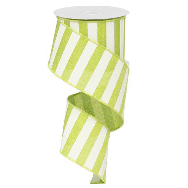 2.5" Lime White Horizontal Stripe Ribbon RX9149WW