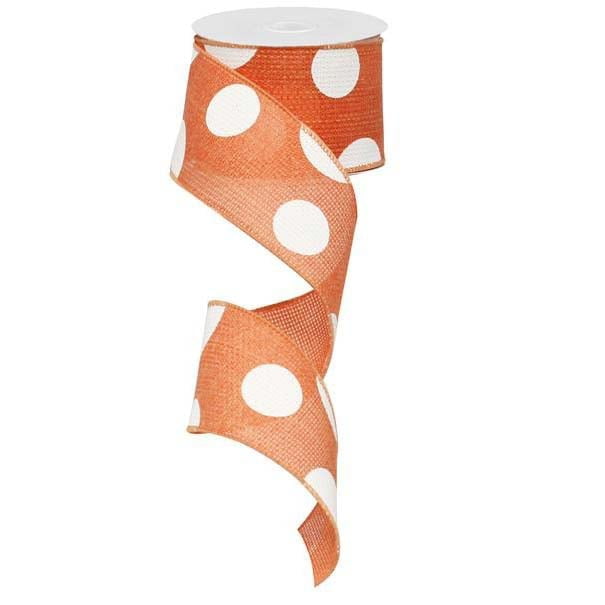 2.5" Giant Multi Dot Salmon White Ribbon RG0120094