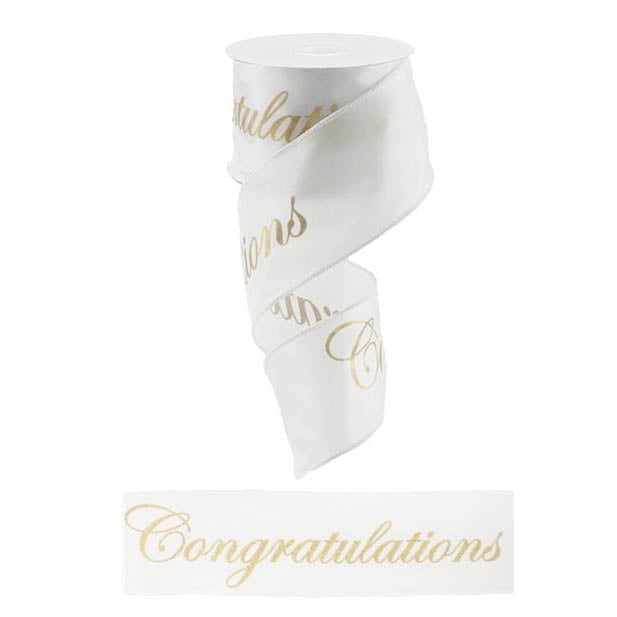 2.5" White Satin Gold Congratulations RG0163227