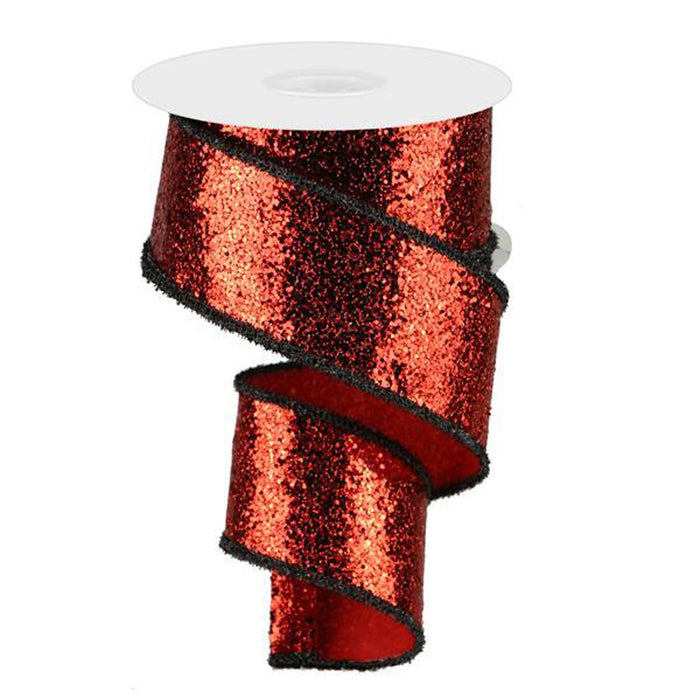 2.5" Red Large Glitter Black Edge Ribbon RG8873MA