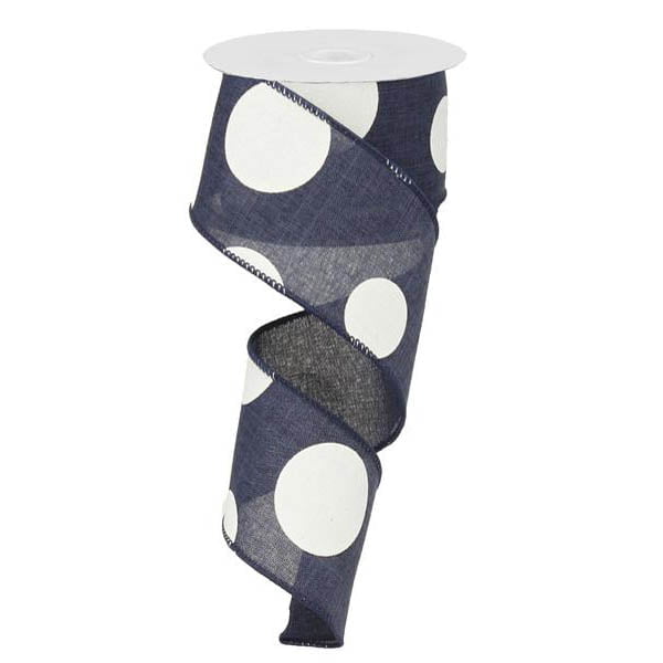 2.5" Large Multi Dot Navy Blue White Ribbon RX9143TR